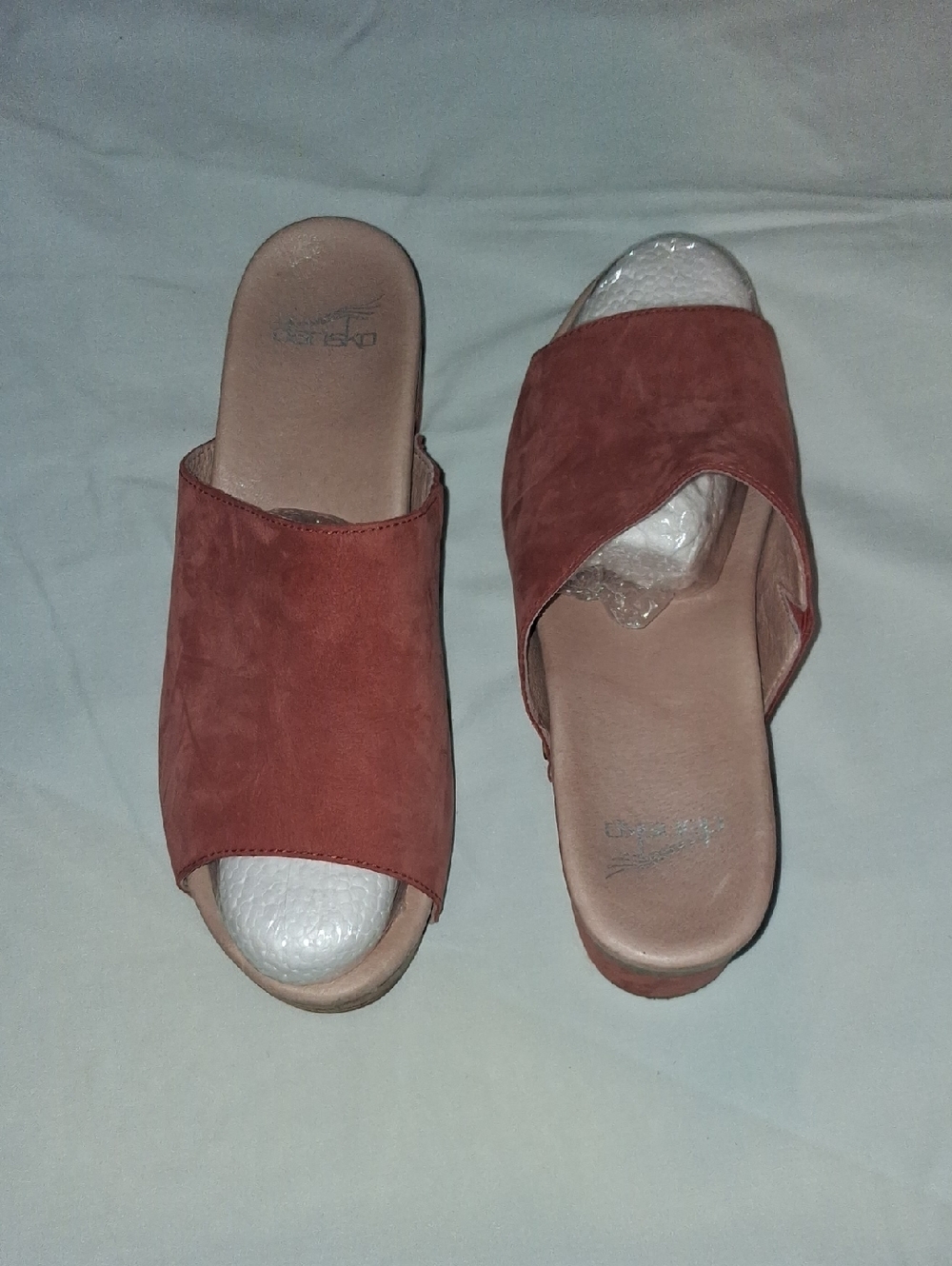 Dansko Women's Open-Toe Suede Mule in Rust